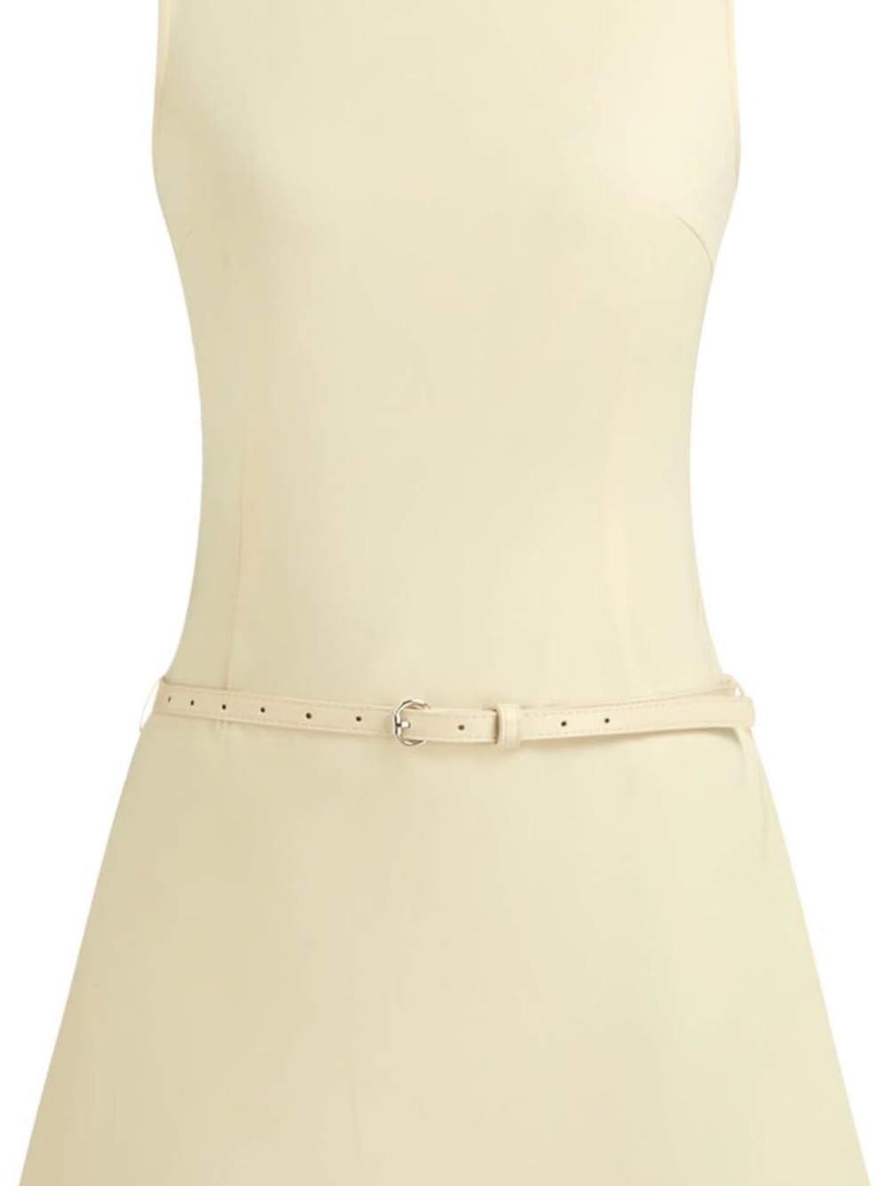 Cider Cream Dress with Slim Waist Belt